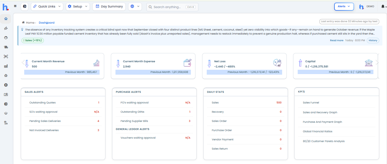 Hisaab.pk dashboard